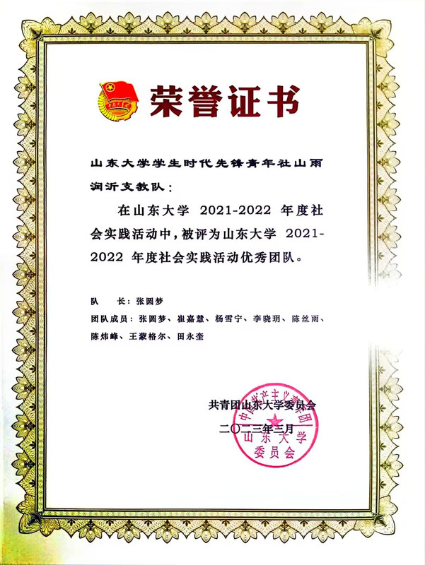2022年度社会实践活动优秀团队