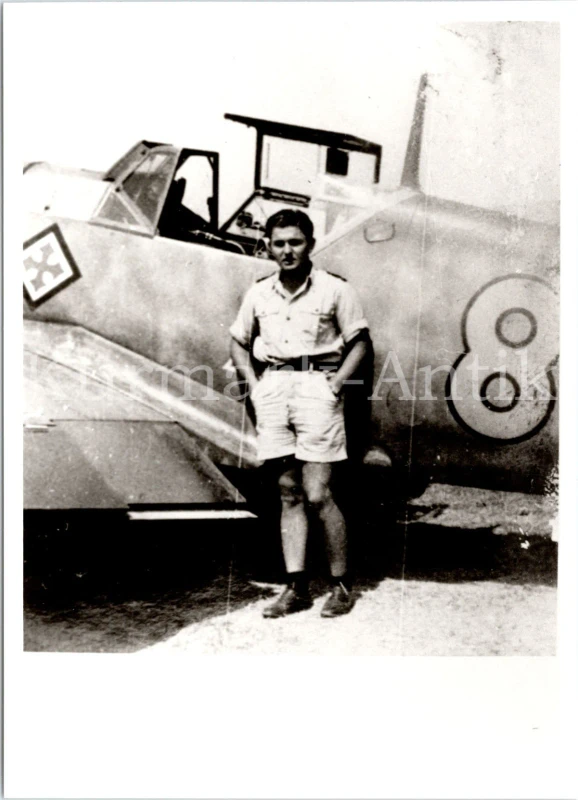 S219 Photo Wehrmacht Archive Repro Luftwaffe Aircraft Me109 Emblem Pilot DAK Africa