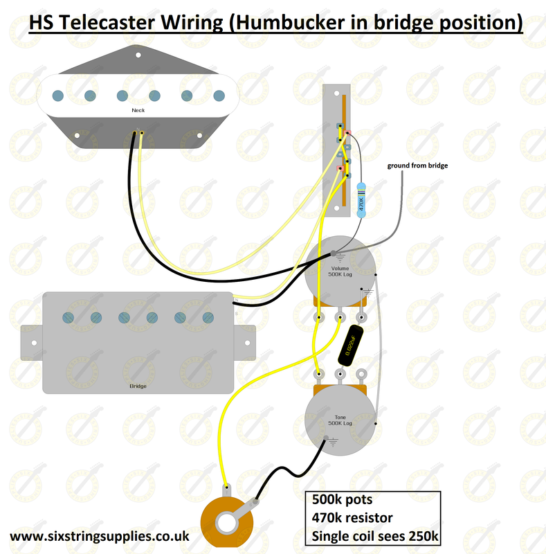 Hs Telecaster Wiring Diagram Six, Telecaster Wiring Diagram 3 Way Humbucker