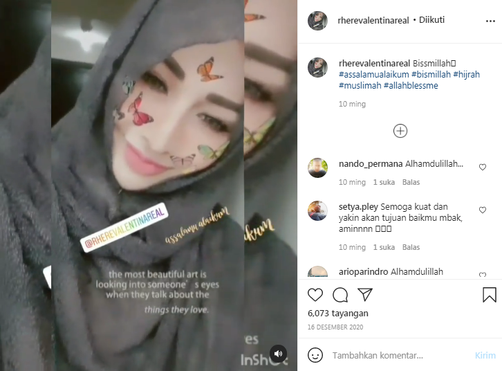 Rhere Valentina memutuskan hijrah di akhir tahun 2020 lalu
