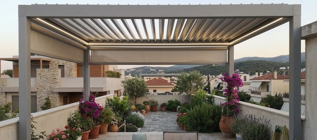 Βιοκλιματική πέργκολα σε μπαλκόνι
