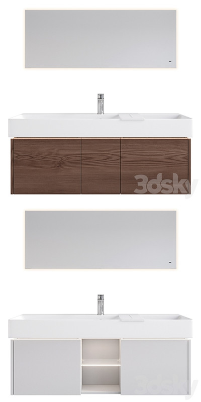 Wall-hung cabinet with sink GRANDE and mirror VETRATA, Kerama Marazzi