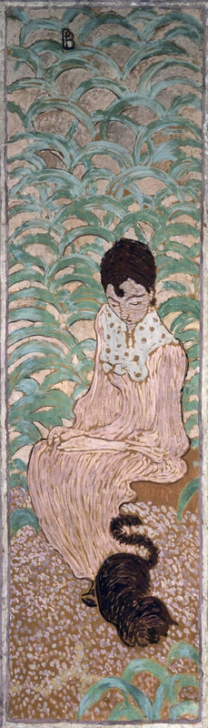 1-Pierre-Bonnard-Seated-Woman-with-a-Cat-one-of-four-panels-of-Women-in-the-Garden-1891-oil-on-p