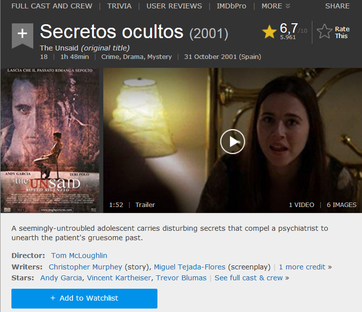 The Unsaid - Secretos Ocultos 2001 Trial Lat-Ing-Cast 1080p