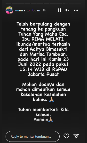 Rima Melati Meninggal Dunia