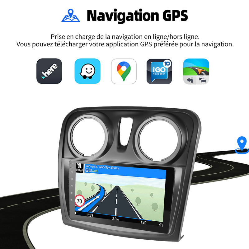 Autoradio Android 9 Pollici 6+128GB Per Renault Dacia Logan 2 Sandero B52 (2012-2019) – Carplay Wireless, GPS, DSP E Telecamera AHD