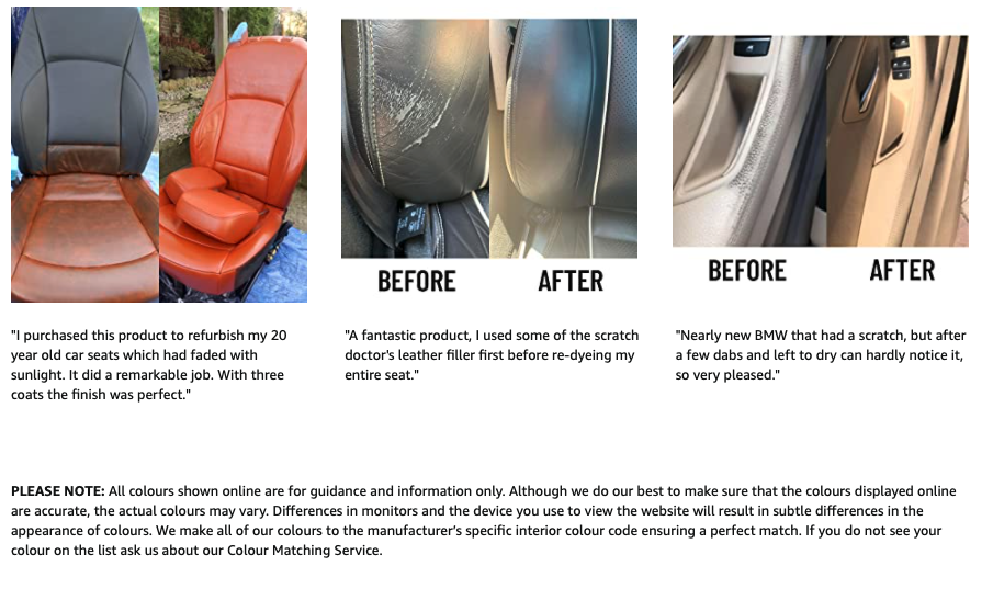 BMW Leather Dye 250ML All In One Colourant Touch Up Paint For BMW Car