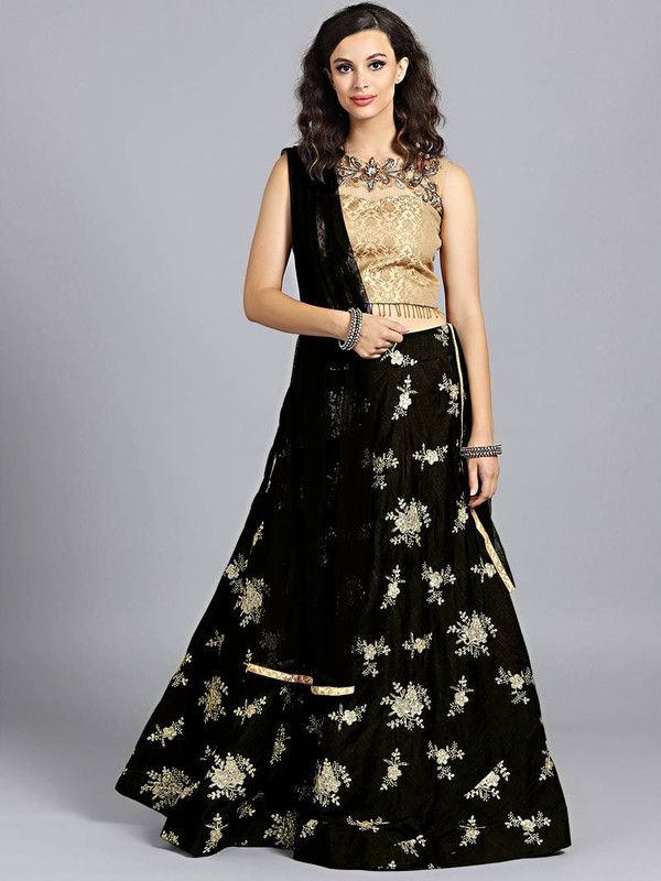 Gold and black lehenga choli