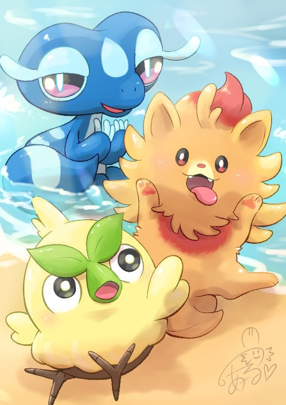 pombon-browt-and-gecqua-pokemon-drawn-by