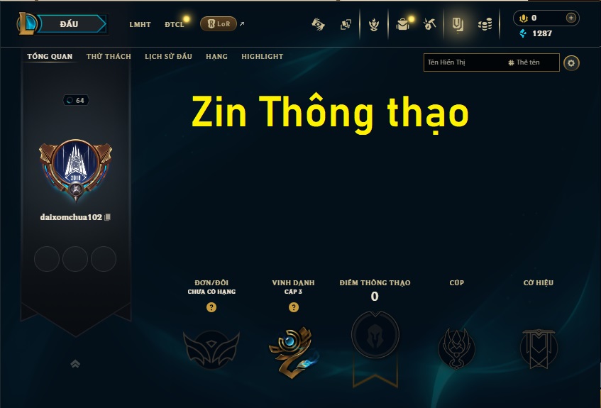 Acc LMHT # - Không Khung