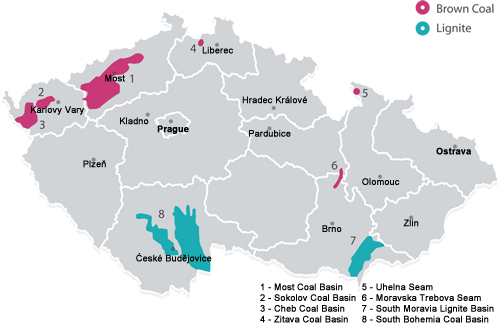 Lignite and brown coal mines in Czech republic
