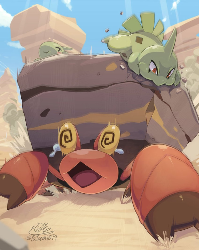 larvitar-and-crustle-pokemon-drawn-by-ta