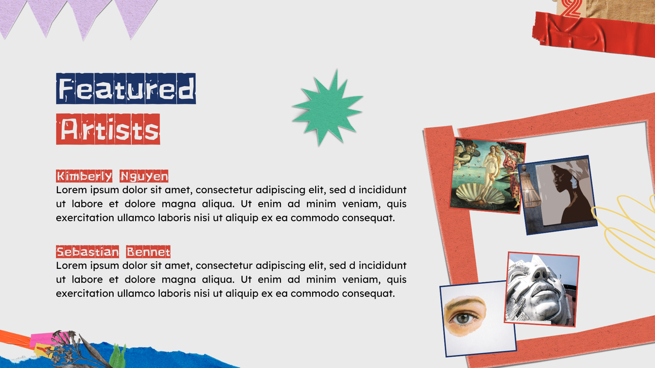 Blue and Red Collage Art Exhibition Presentation