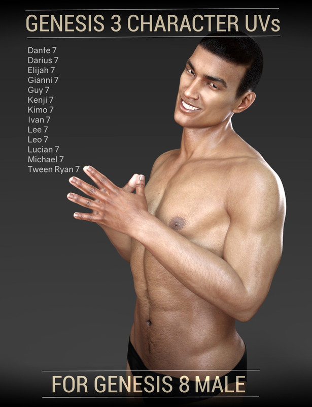 Genesis 3 Character UVs for Genesis 8 Male Genesis 3 Character UVs for Genesis 8 Male