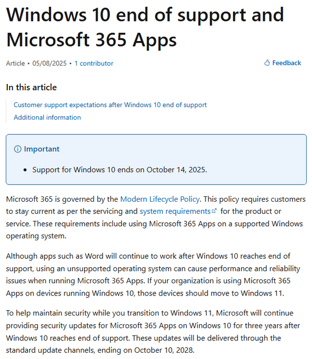 Windows 10 and Microsoft 365 apps