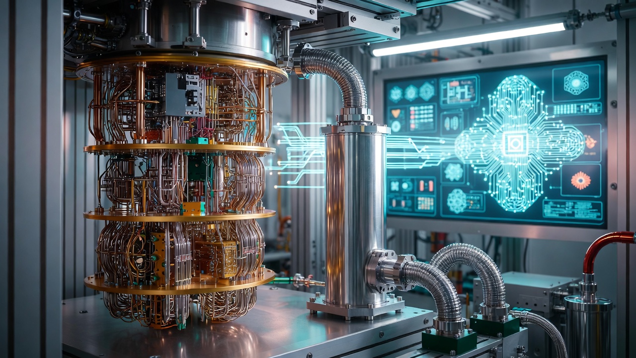 Visualization of quantum computing integration with artificial intelligence systems and neural networks