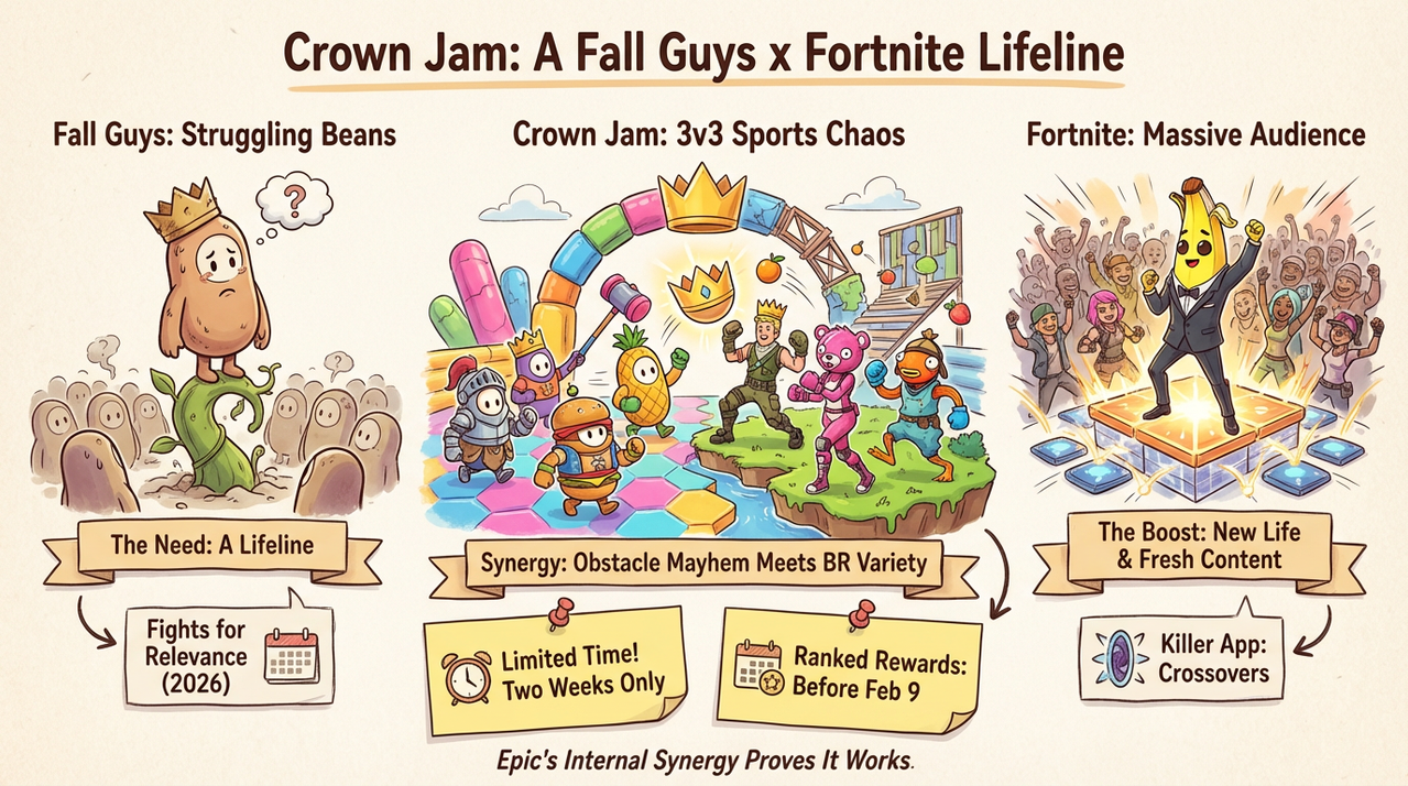 Colorful cartoon characters playing chaotic basketball game with obstacles