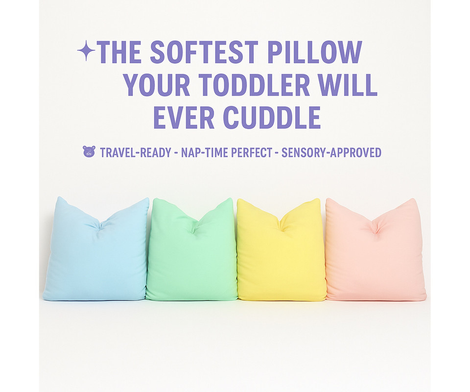 Bamboo toddler pillow in cubby during daycare drop-off