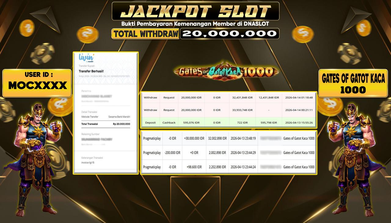 JACKPOT SLOT GATES OF GATOT KACA 1000 14 APRIL 2026