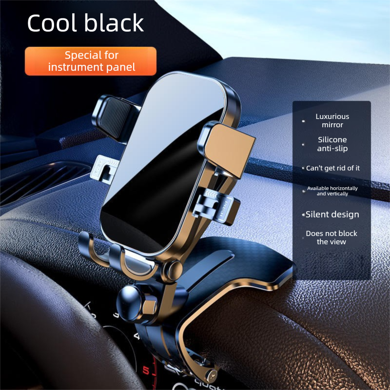 Universal Dashboard Car Phone Holder 360° Rotating Clip Mount HUD Design Anti-Slip Cradle for 4-7.2 Inch Smartphones GPS Navigation