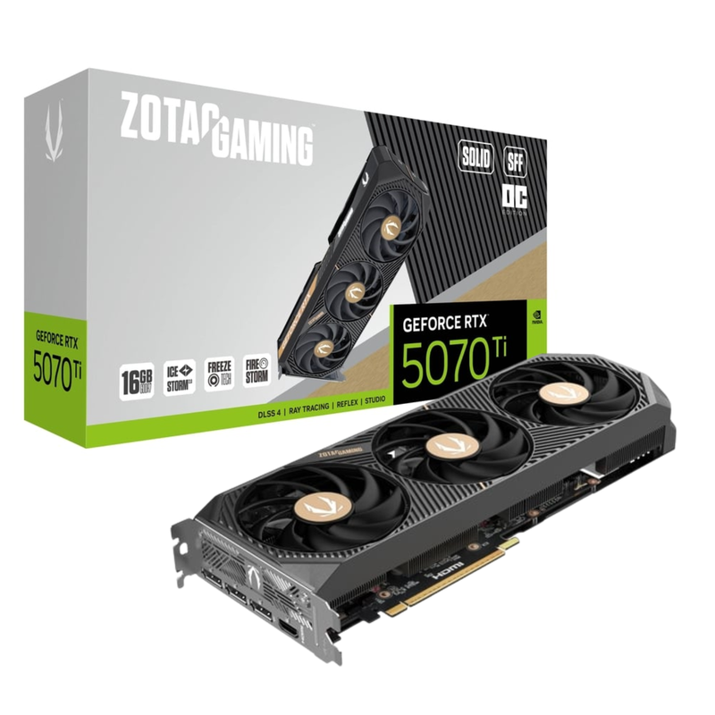 Placa De Video ZOTAC GeForce RTX 5070 Ti 16GB GDDR7 Solid SSF OC
