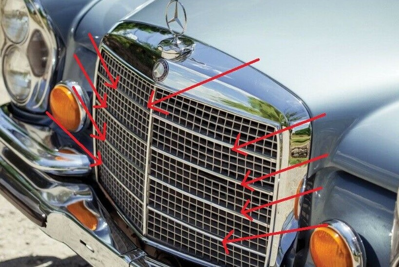 Fit For Mercedes Benz W108 W109 Grill Moulding trim set 9 Pcs Alu 250S 280S SE