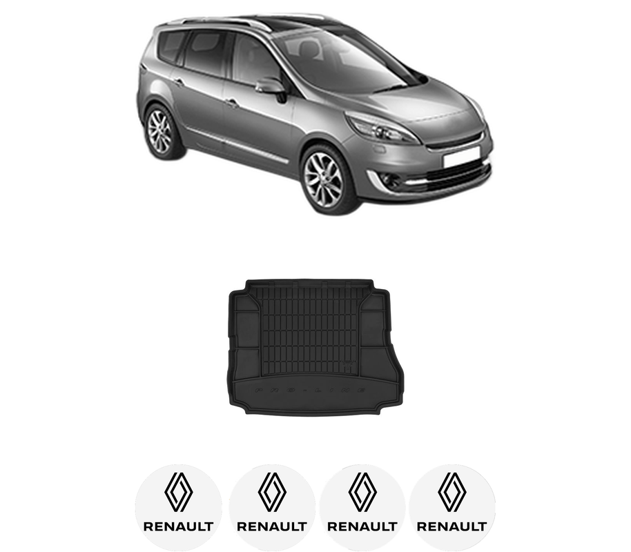 Tavita Portbagaj RENAULT GRAND SCENIC III (JZ0/1_) din 2009-2016, Protectie Portbagaj Auto, 4x Stickere auto cu RENAULT