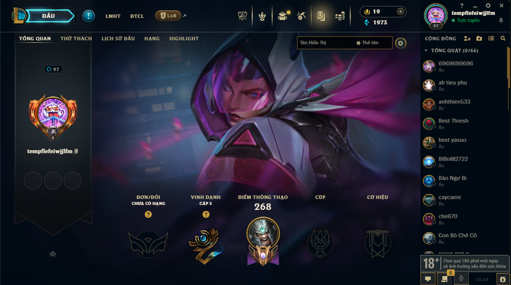 Acc LMHT # - Không Khung