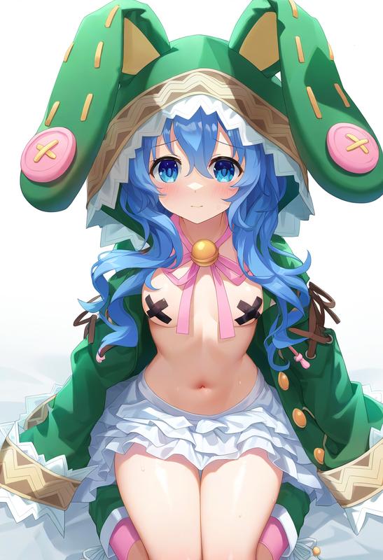 1girl, yoshino (date a live), blue hair, blue eye, Green Coat, animal hood down, s-3745039213