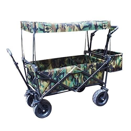 Heavy Duty Folding Garden Trolley Cart with Canopy 150kg Load Capacity Multi Function Pull Wagon