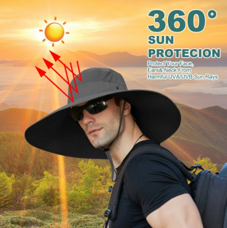 Sombrero Con Ventilador Solar Para Hombre Y Mujer - Ala Ancha Ideal Para Playa, Senderismo Y Pesca (color Azul, Ajustable)