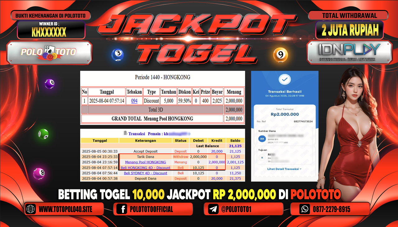 POLOTOTO JACKPOT TOGEL HONGKONG LOTTO Rp.2.000.000,-LUNAS