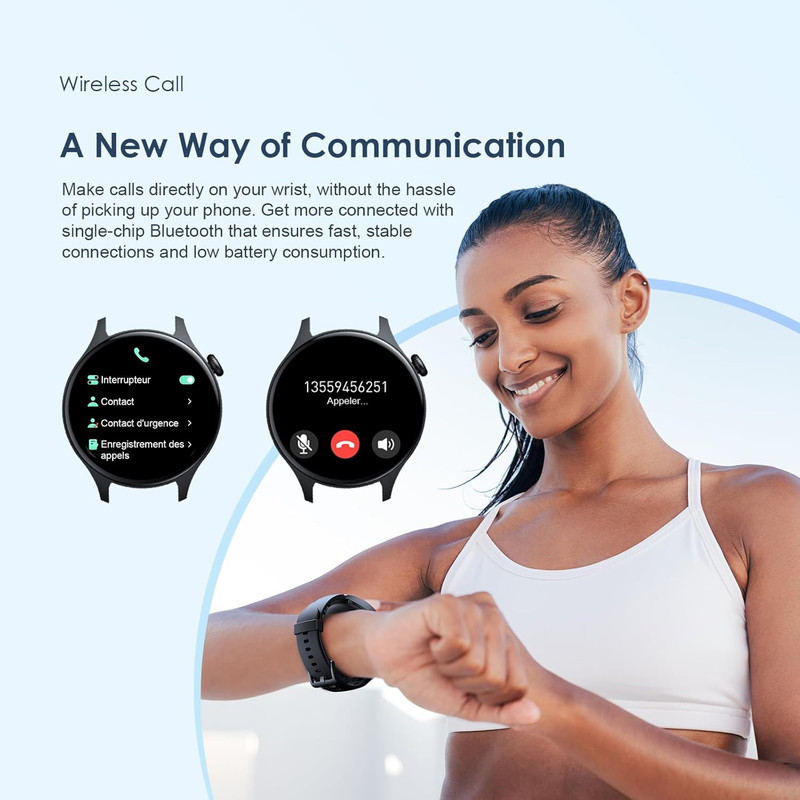 ساعة oraimo watch er osw-42 الذكية - شاشة 1.43 بوصة - مكالمات بلوتوث - تتبع صحي - أسود - 4