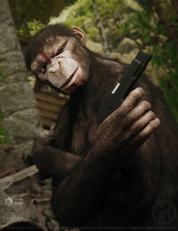 Ape World Chimp with dForce Hair for Genesis 8 Male