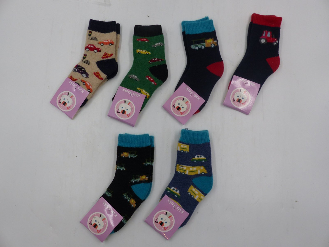 LOT OF 6 SEEYAN UNISEX VEHICLE THEMED COMFY WOOL WINTER SOCKS FOR AGES 1-3