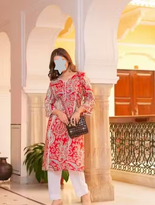 RED KURTI LACE Color 1 (KS169)