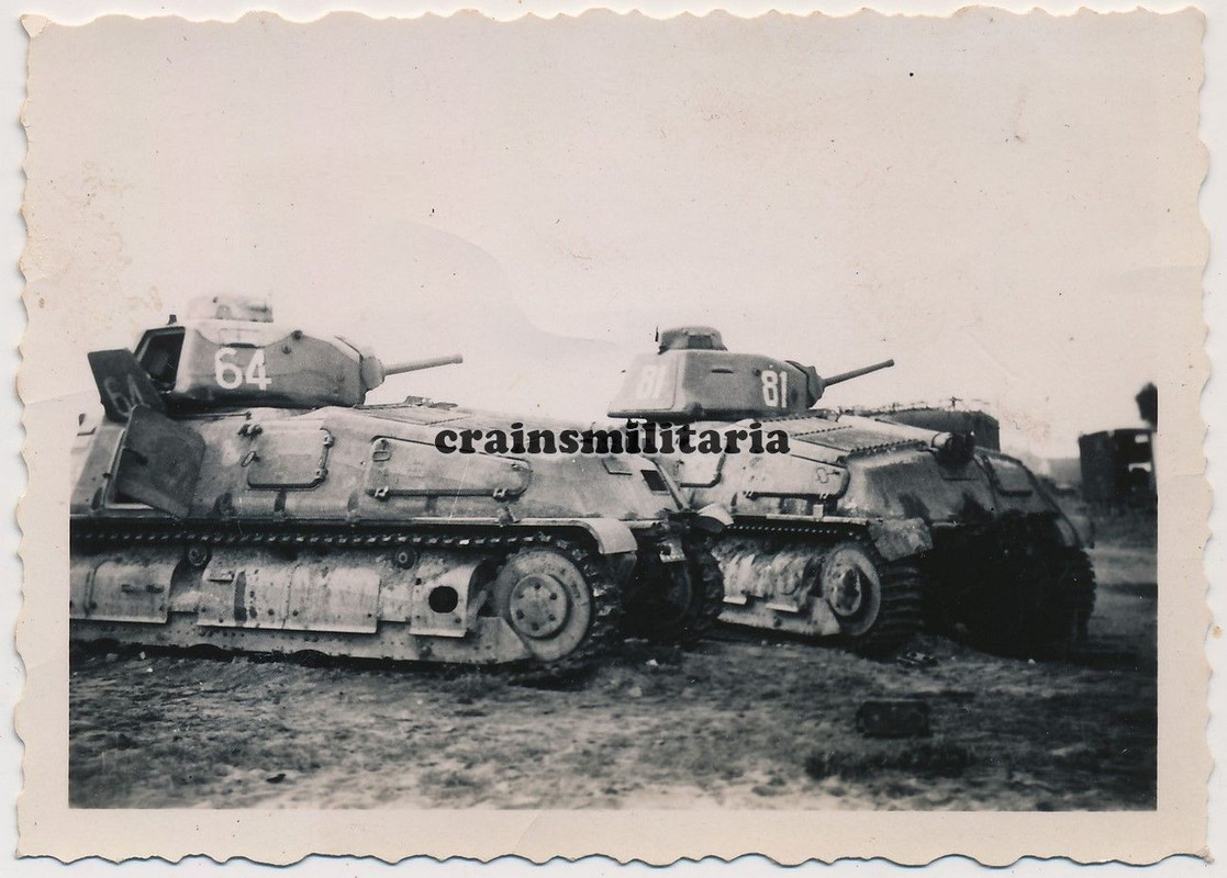Orig. Foto franz. Beute Panzer Somua S-35 Tank m. Kennung Dünkir