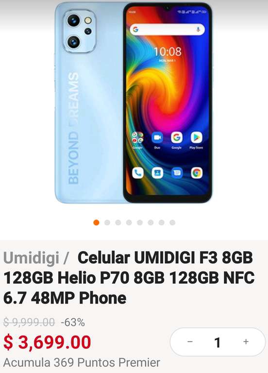 Linio. Celular UMIDIGI F3 8GB RAM 124GB capacidad | Pagando con PayPal 
