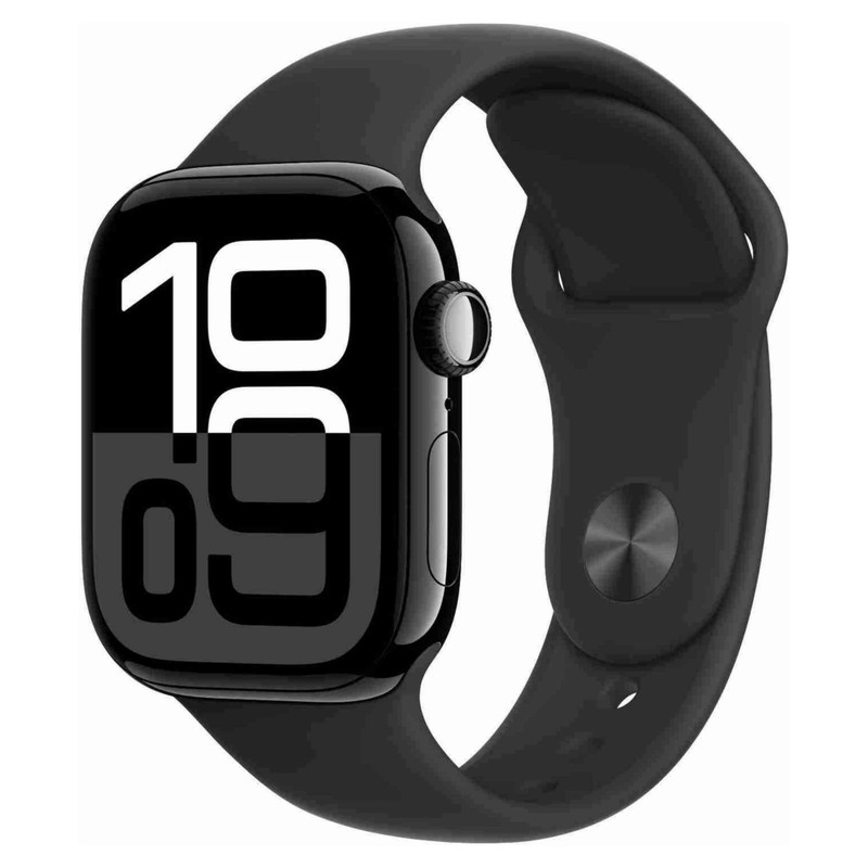 Apple Watch Series 10 GPS 42mm Jet Black Aluminium
with Sport Band (Jet Black Strap, Free Size)
