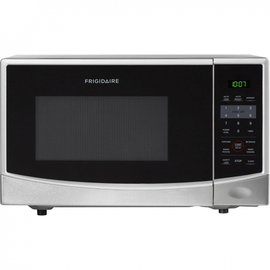 Microondas Frigidaire de 0.9 pies cúbicos color gris satinado con panel táctil