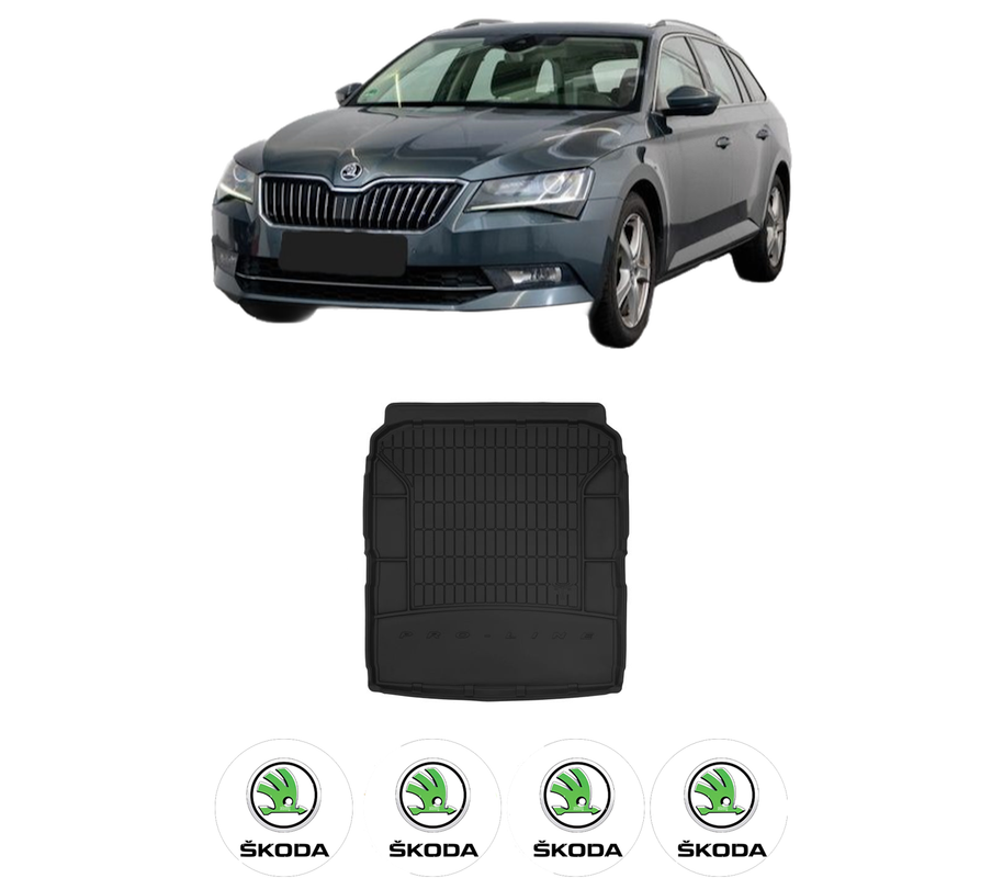 Tavita Portbagaj SKODA SUPERB III Estate (3V5) din 2015-2024, Protectie Portbagaj Auto, 4x Stickere auto cu SKODA