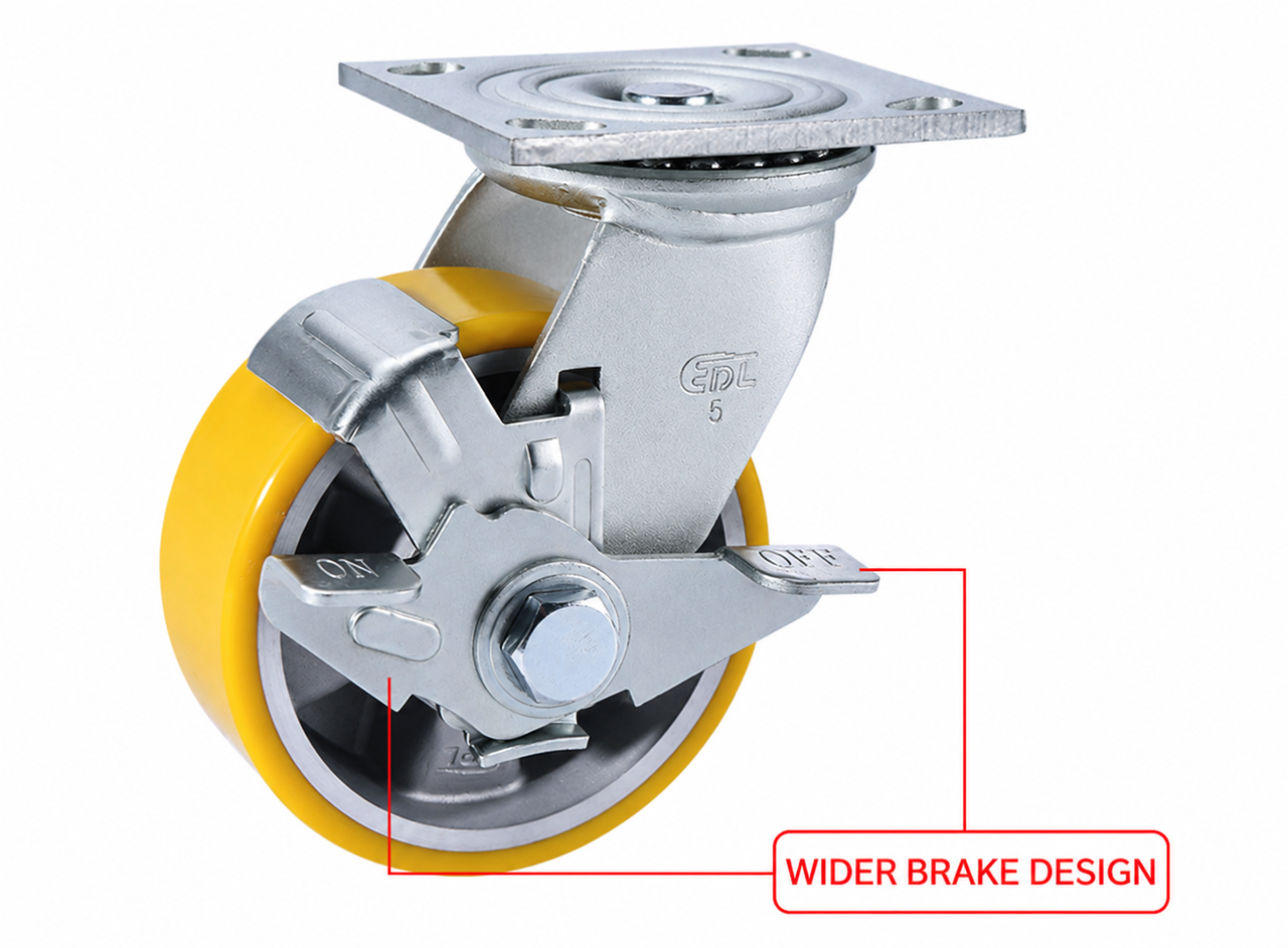 Widened side wheel brake design