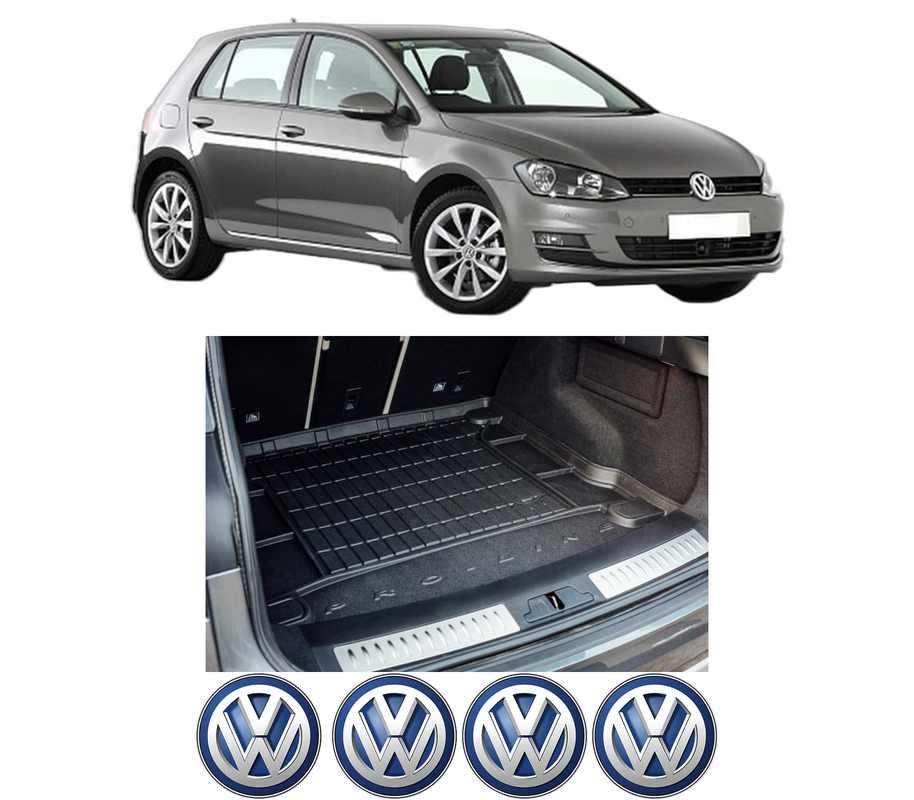 Tavita Portbagaj Volkswagen GOLF VII (5G1, BQ1, BE1, BE2) din 2012-2021, Protectie Portbagaj Auto, 4x Stickere auto cu Volkswagen
