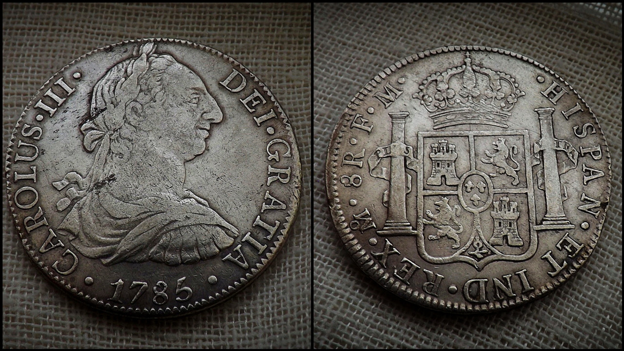 8 Reales de 1785. Carlos III. México. La nueva Bandera. Polish-20220331-195915330