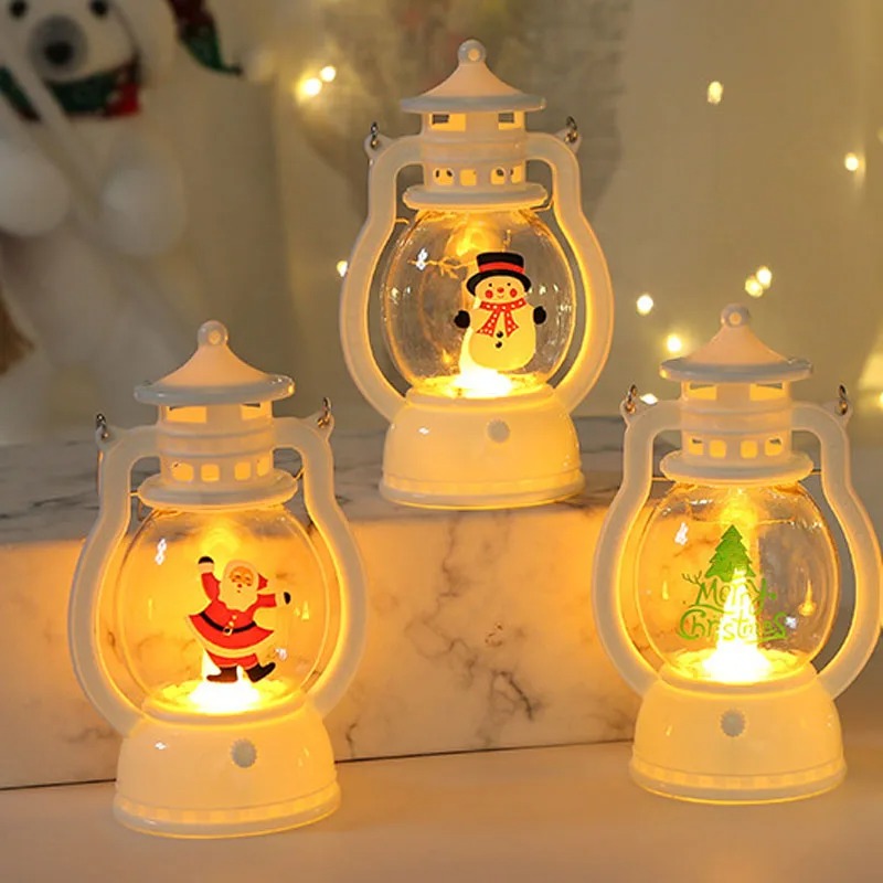 White Christmas LED Lantern with Snowman
