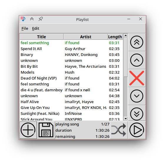 Playlist window