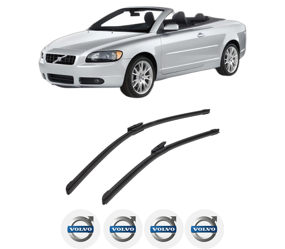 Set stergatoare auto VOLVO C70 II Convertible (542) din 2006-2013, pentru parbriz auto, 2 bucati, Bosch Aerotwin Multi, din cauciuc siliconat rezistent, 4 Stickere Auto VOLVO