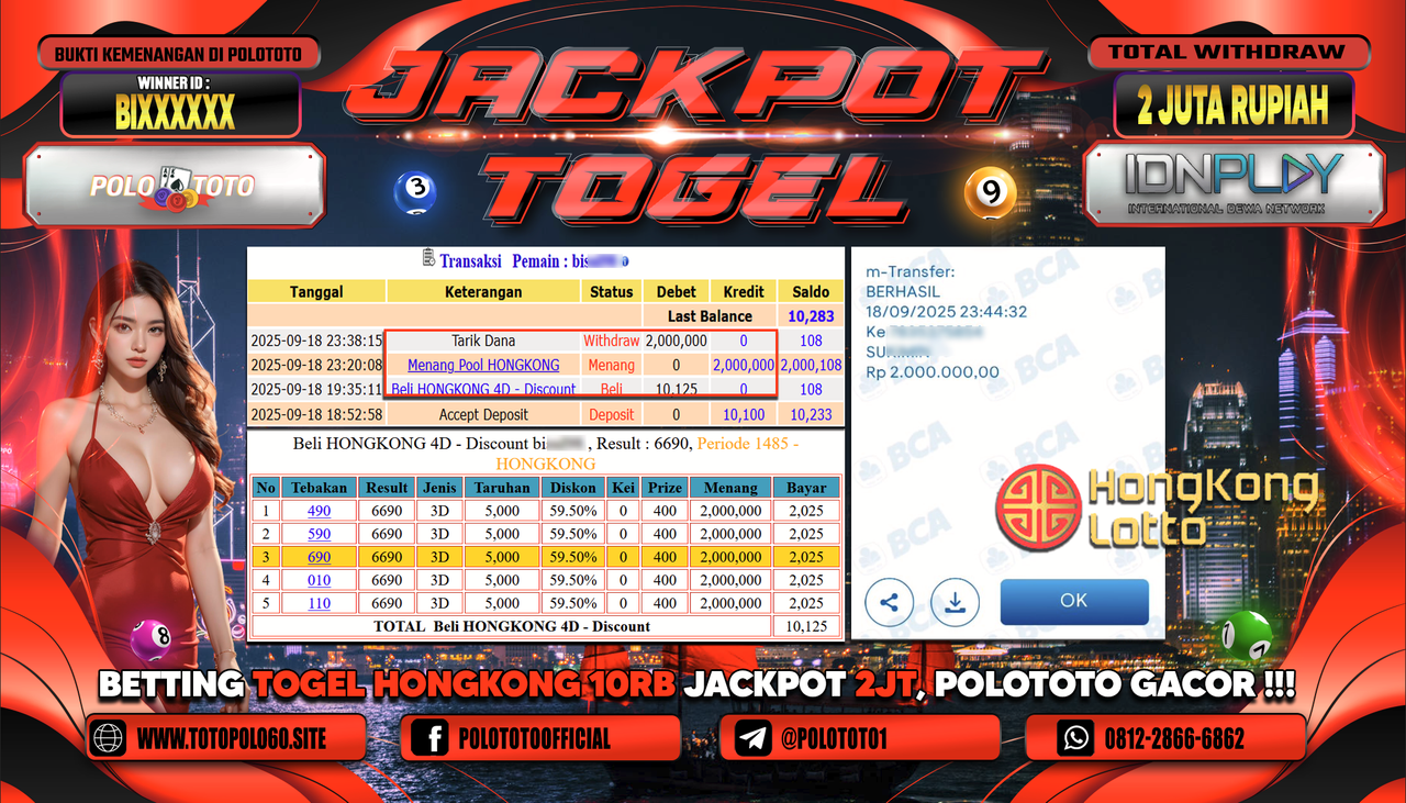 POLOTOTO JACKPOT TOGEL HONGKONG LOTTO Rp.2.000.000,-