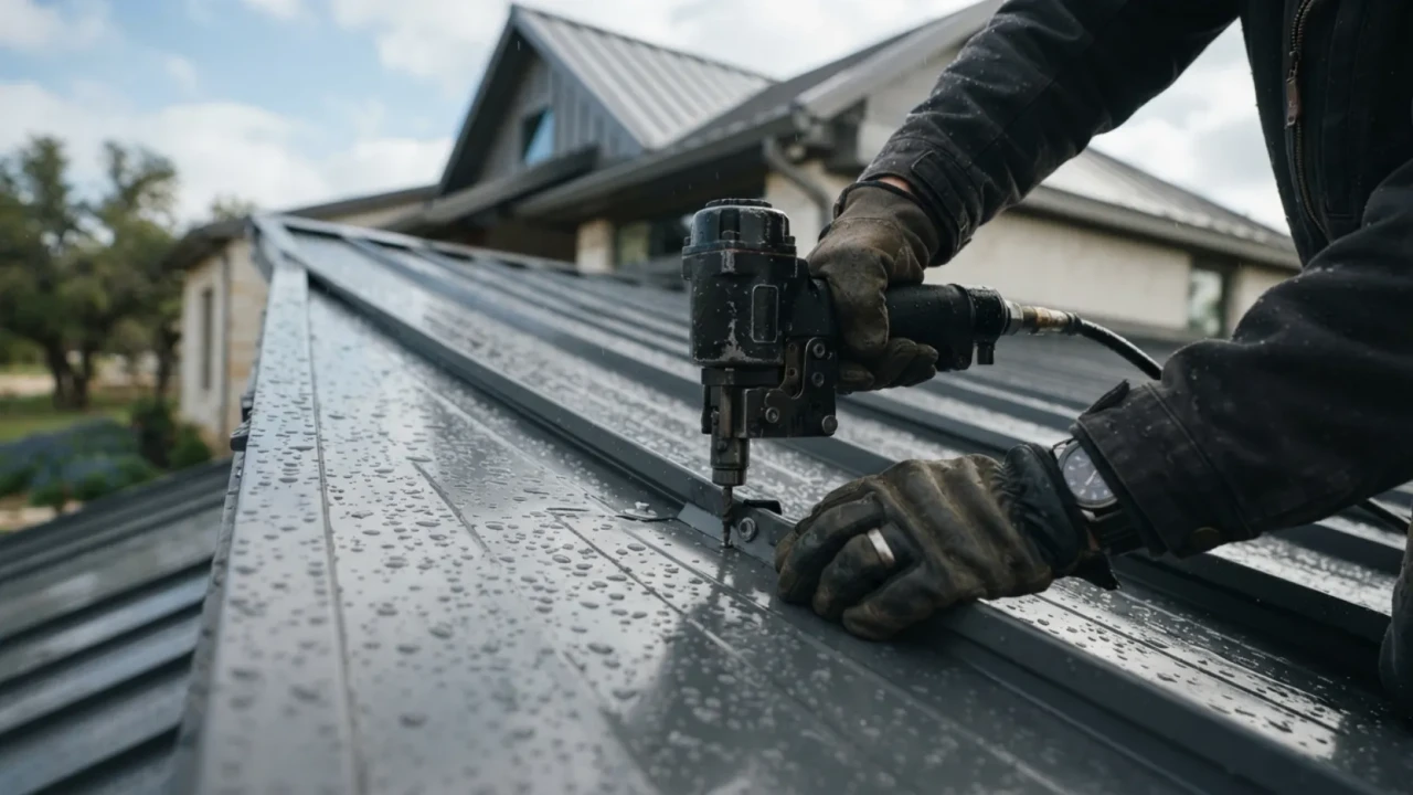 San Antonio roof repair completed metal roofing residential after storm damage