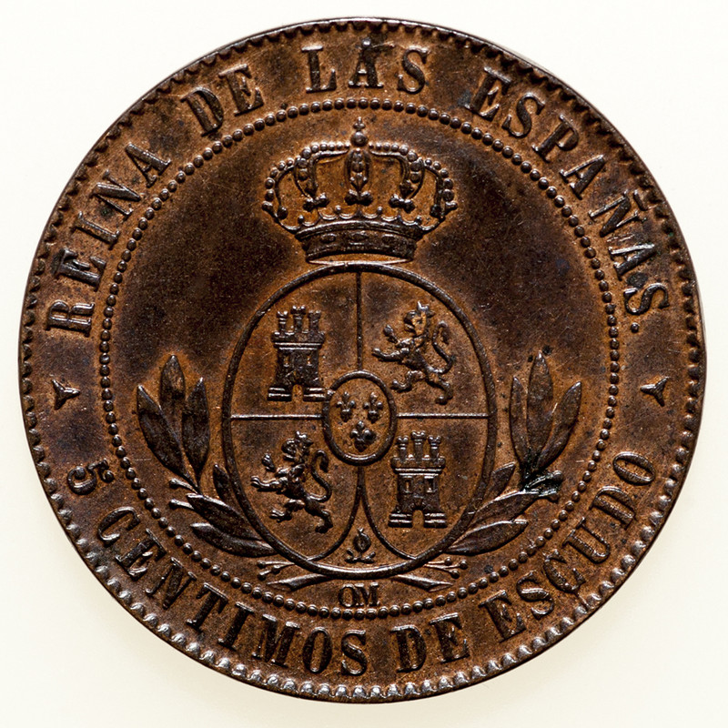 5 céntimos de escudo Isabel II. Segovia 1866. PAS6209